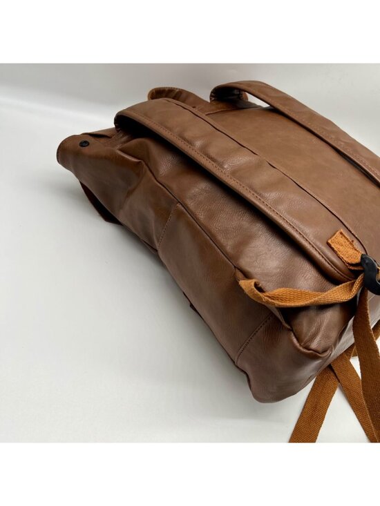 Ozebella Brown Leather Messenger Laptop Backpack main image 7